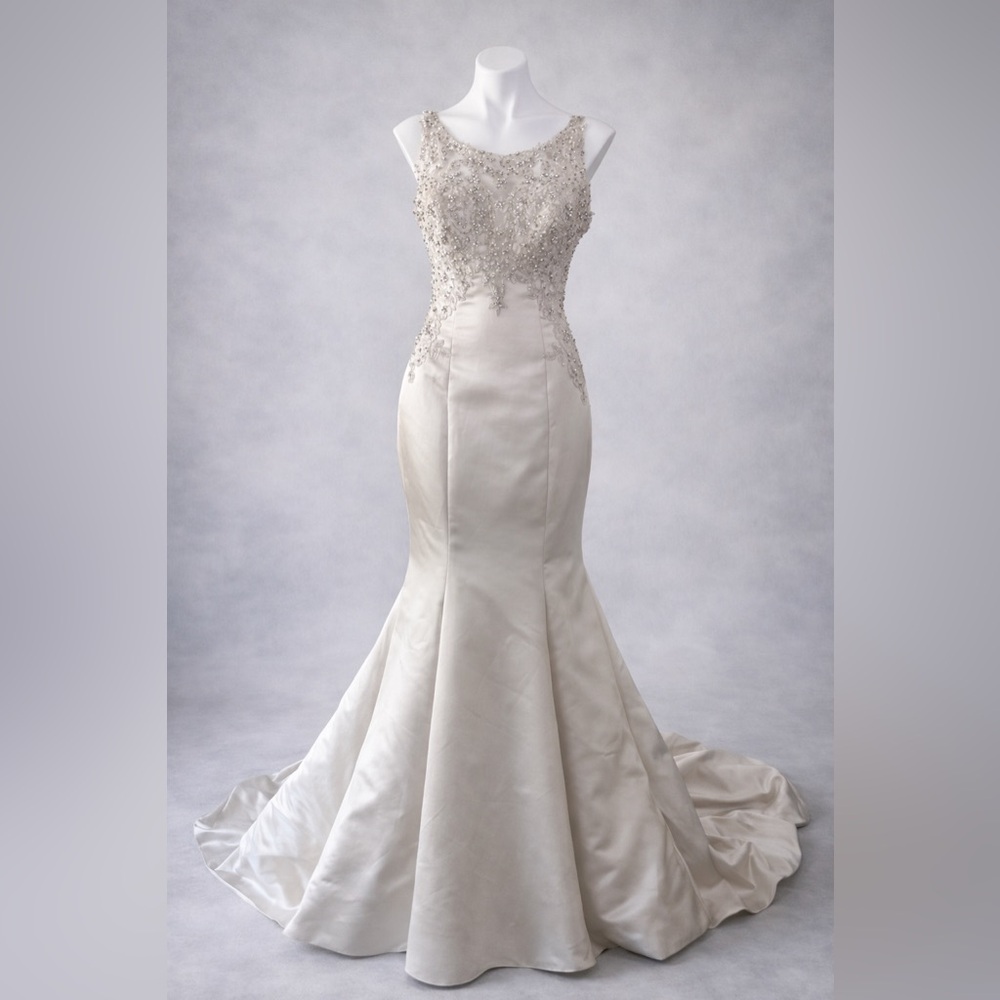 Ivory beaded Satin Mermaid Gown